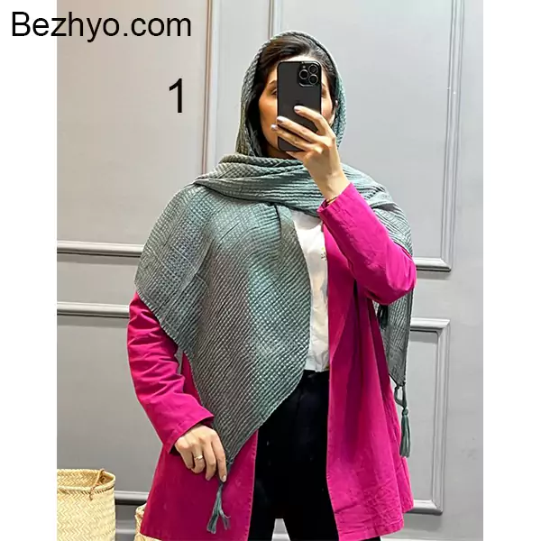 روسری پلیسه شایندار طوسی