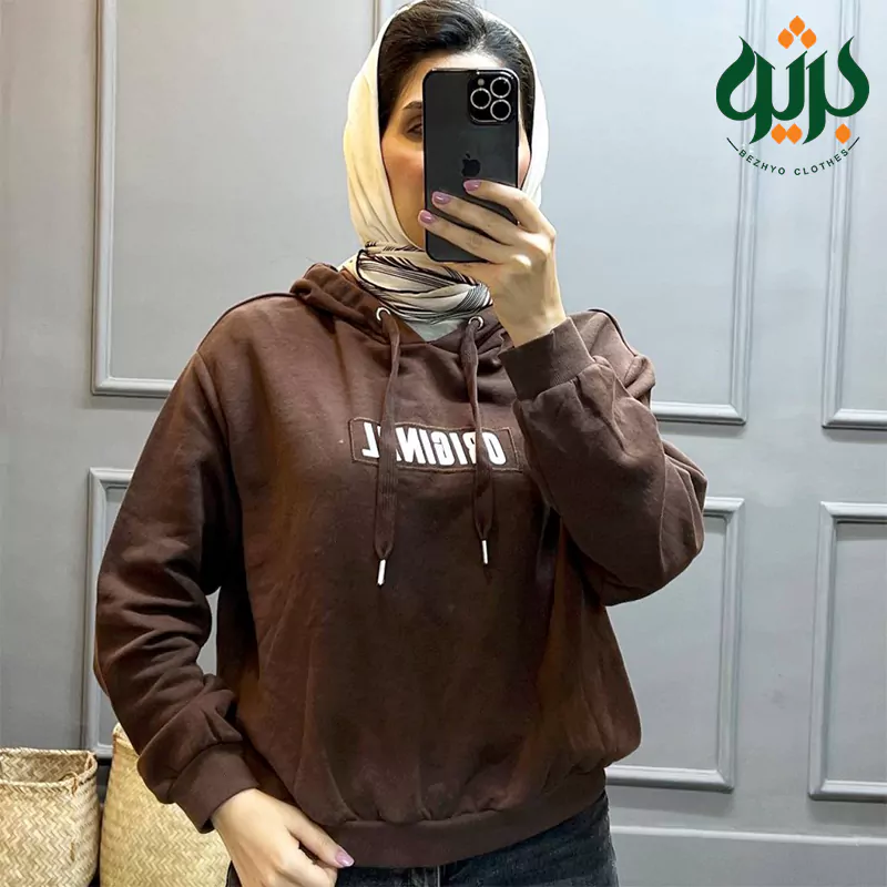 هودی وارداتی دخترانه طرح اسپرت (کد 130023) کلاهدار