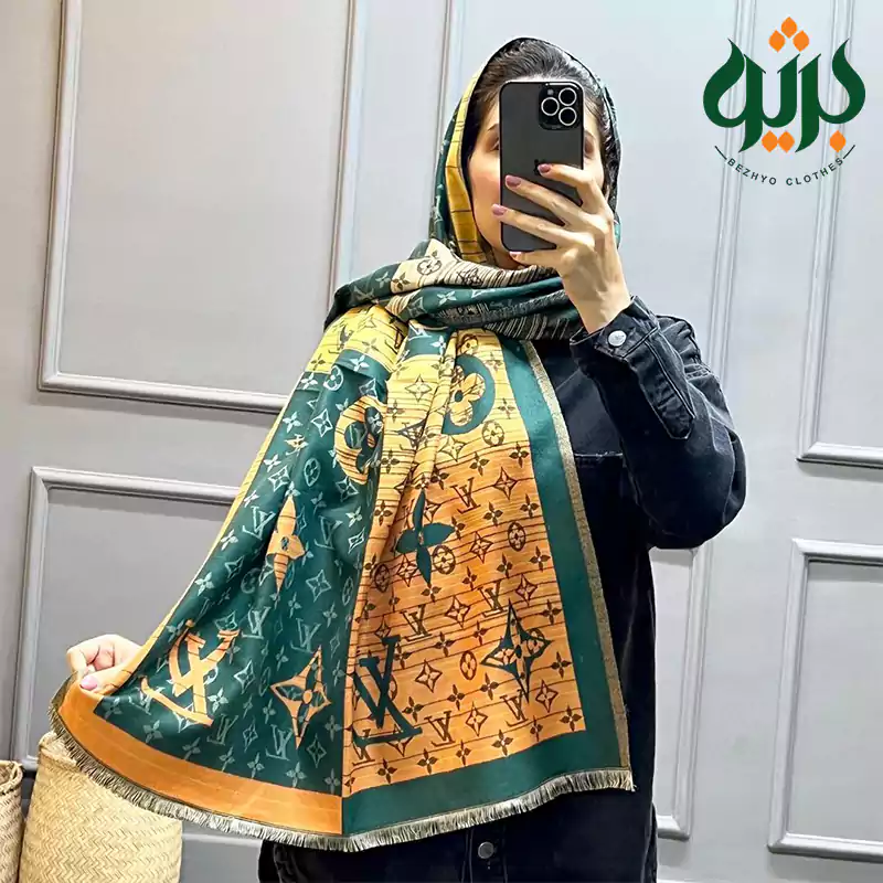شال دو رو موهر کوبیده طرح طیفی (کد 19717)