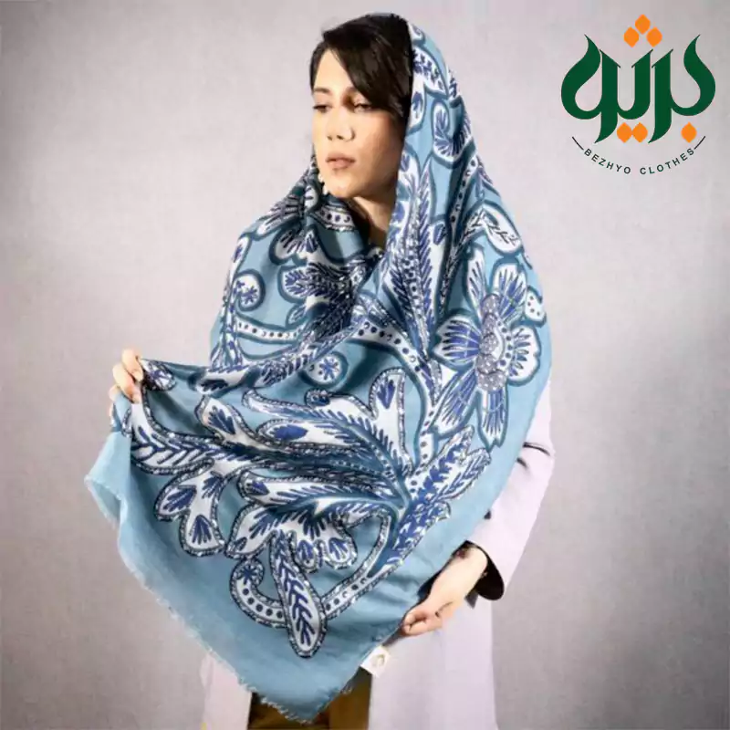 شال نخ پاییزه طرح ترمه