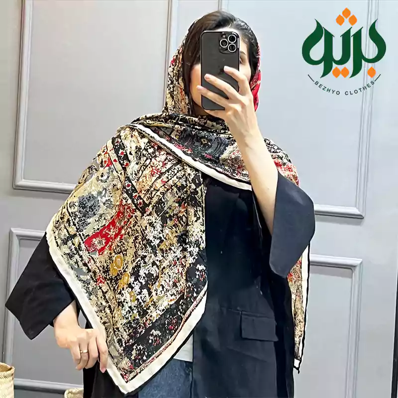 روسری نخ طرح آبرنگی