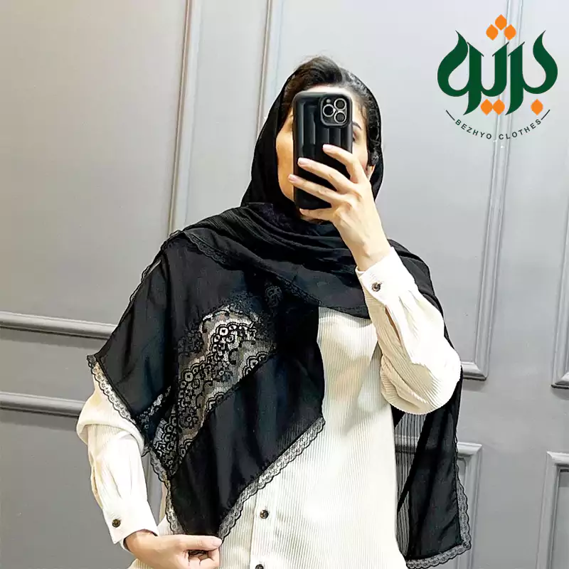 روسری مشکی مزونی قواره ۱۳۰