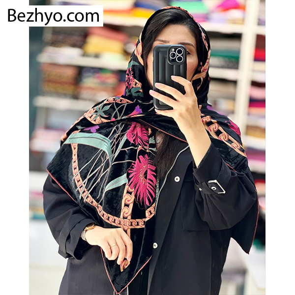 سرخور روسری مخمل اورجینال رنگی (کد 28591)