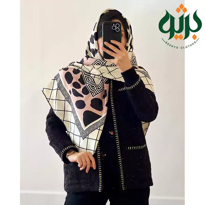 سرخور روسری نخ ابریشم خالدار درشت (کد 28597)