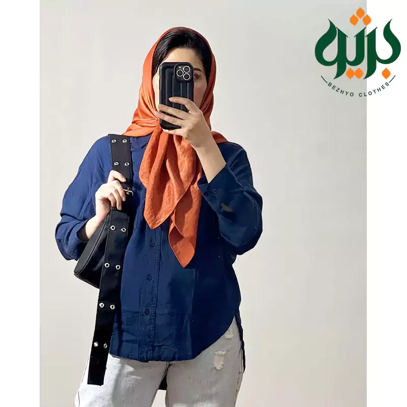 سرخور روسری واکسی ساده (کد 28614) رنگ نارنجی