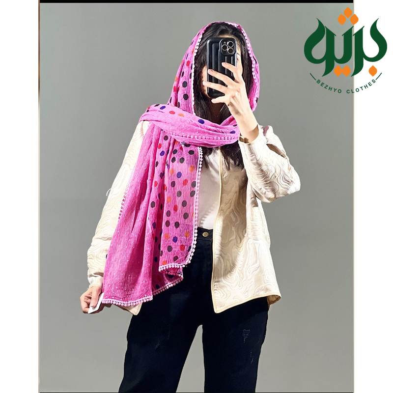 شال خالخالی وارداتی (کد 19907) رنگ صورتی