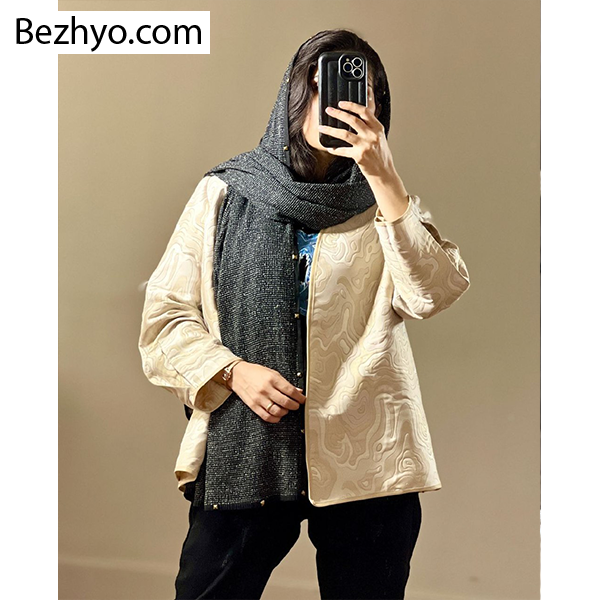شال وارداتی طرح برفکی (کد 19915) رنگ خاکستری