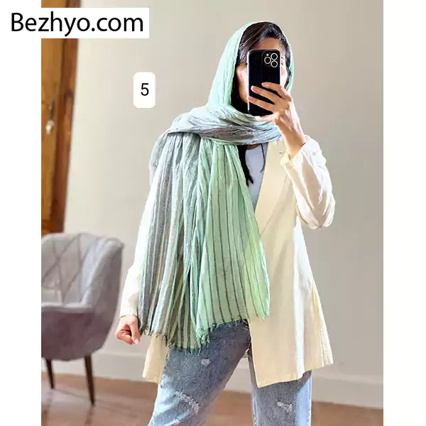 شال کنفی زارا طرح‌ طیفی (کد 19912) رنگ روشن