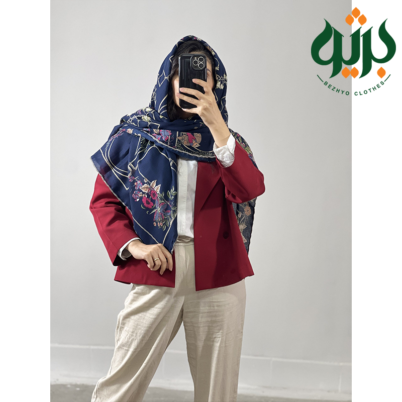سرخور روسری پاییزه طرح دار (کد 28634)