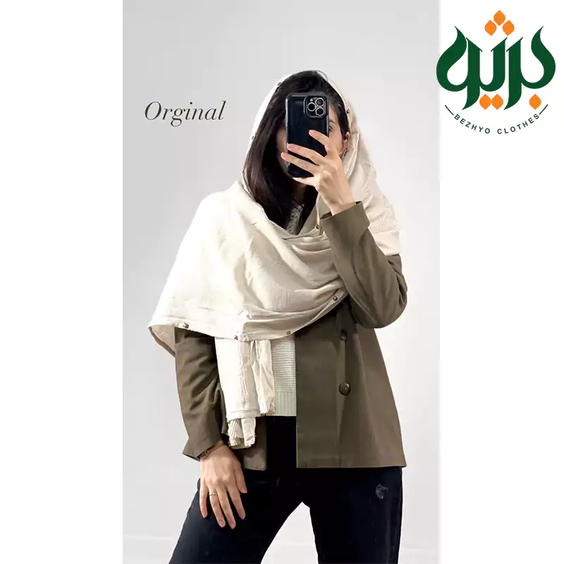 سرخور شال پلیسه موهر دور پانچ (کد 19941) رنگ روشن