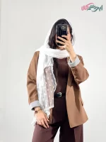 شال ویسکوز حاشیه دانتل برند شنل (کد 19972) رنگ سقید