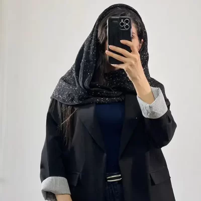 سرخور روسری پلیسه طرح دار (کد 28664)