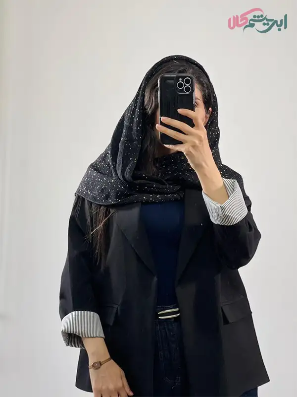 سرخور روسری پلیسه طرح دار (کد 28664)