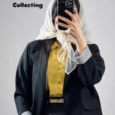 روسری توری طرح هندسی (کد 28667)