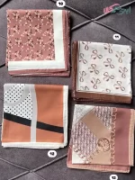 رنگبندی مینی اسکارف حریرنخ طرح دار (کد 28670)