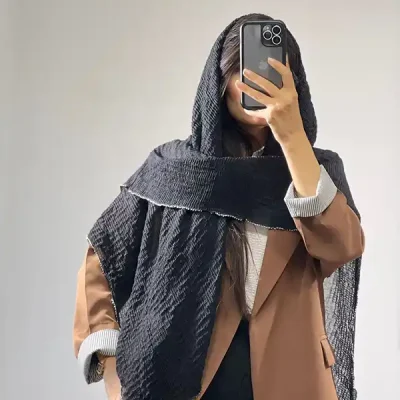 روسری پلیسه مشکی (کد 28680)