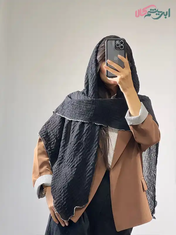 روسری پلیسه مشکی (کد 28680)